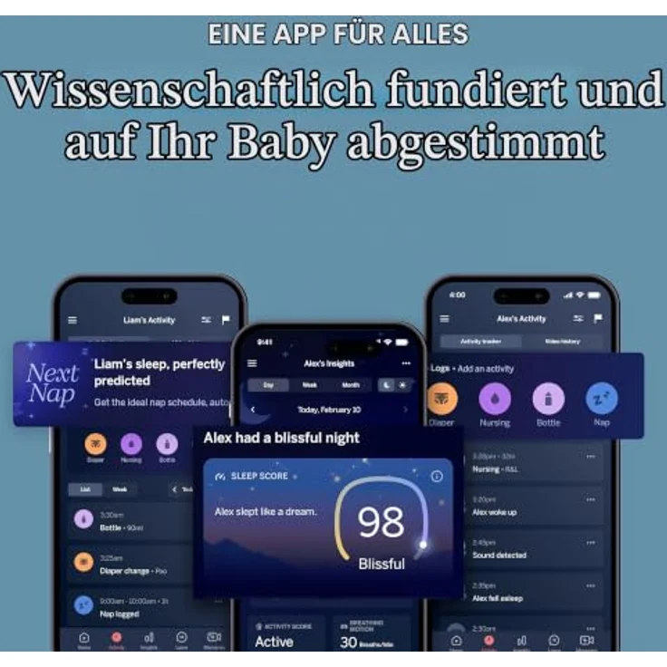 Nanit Pro Kamera Babyphone Komplettset, Bodenständer, Atemüberwachungsband, 130° HD-Kamera, Zwei-Wege-Audio, 12 Monate Insights – Bild 10