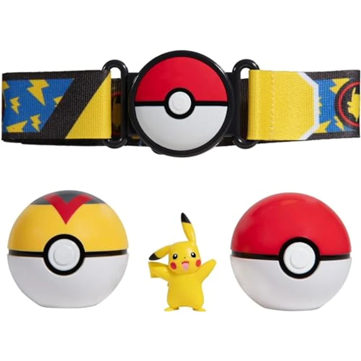 Jazwares Poké Gürtel-Set mit Poké Ball, Level Ball und Pikachu-Figur, Gelb One Size – Bild 3