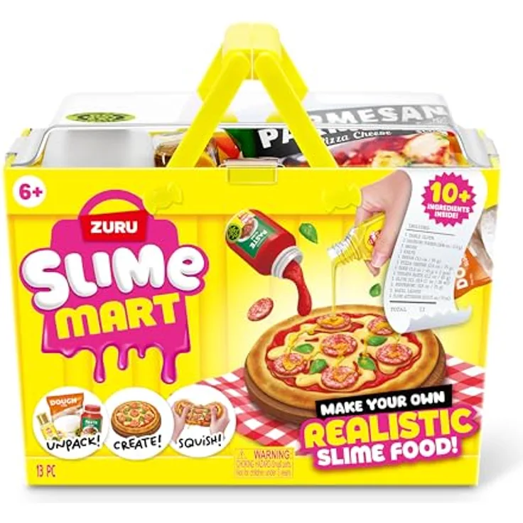 Slime Mart Kleiner Korb (Pizza) von ZURU, Soft-Schleim-Herstellungsset für kreative Küchenkreationen, für Kinder und Kidults von 6–10 Jahren