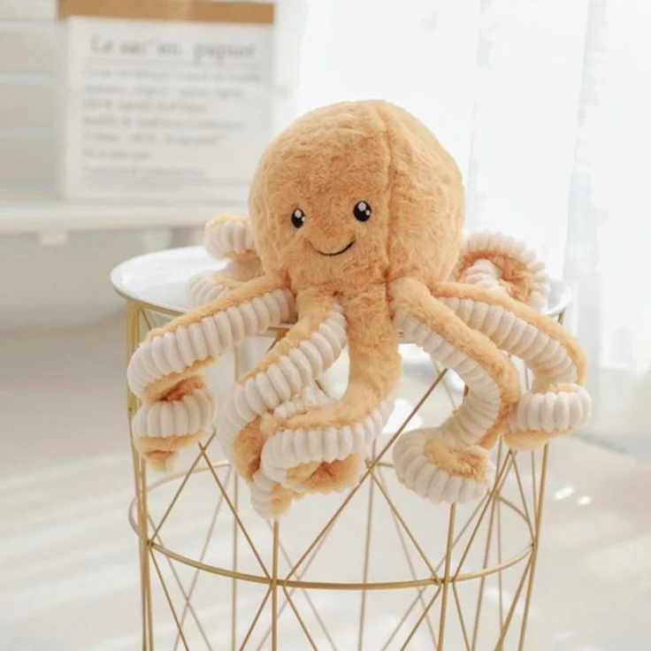 Tinisu Kuscheltier Oktopus Kuscheltier - 18 cm hellbraunes Plüschtier Tintenfisch