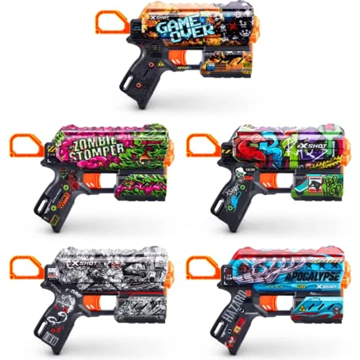 Zuru - XSHOT – Pistole Skins Flux – 8 Pfeile aus Schaumstoff – Farbe leicht – 36516