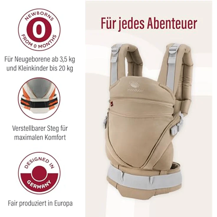 Manduca XT, Babytrage für 3,5 bis 20 kg mit M-Position, 3 Tragepositionen, aus 100% Bio-Baumwolle, mehrere Farben erhältlich – Bild 3