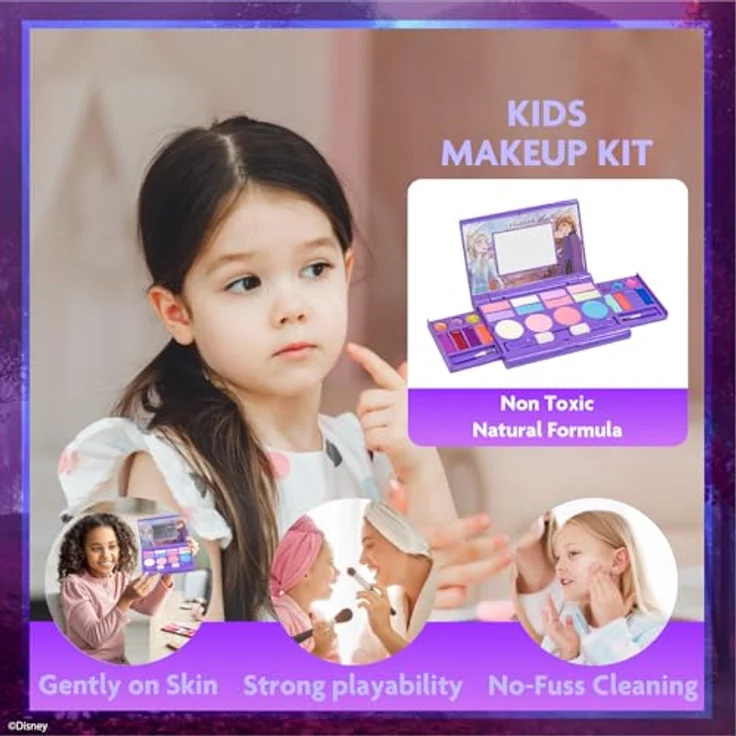 Townley Girl Disney Frozen All-in-One Kids Kosmetik Kompakt Set, 14 Farben Lippen-, Wangen- und Augen-Make-up für Kinder ab 3 Jahren, waschbar – Bild 5