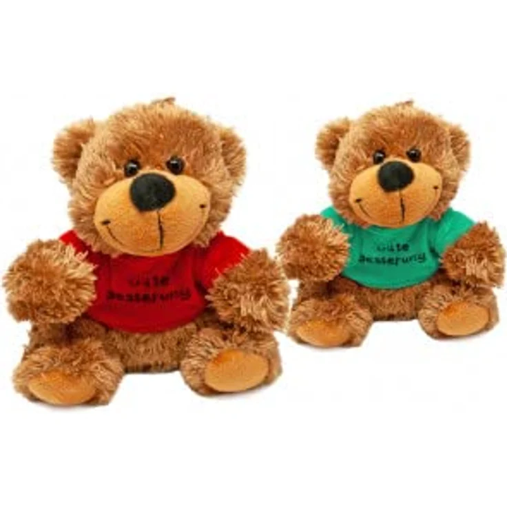 Teddys Rothenburg Bär mit grünem Shirt Gute Besserung 16 cm Teddybär, Braun / grün – Bild 2