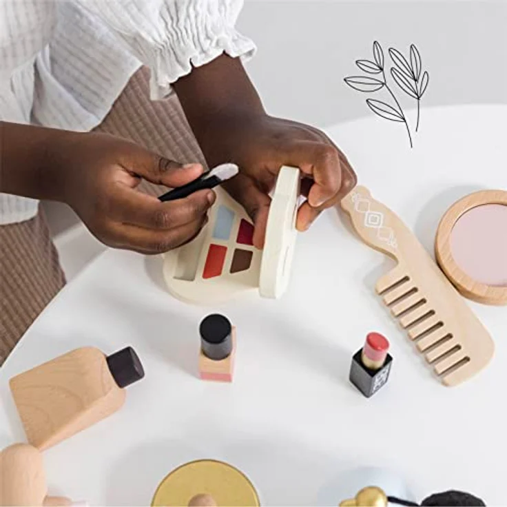 Le Toy Van - TV293 - Lernspiel zum Schminken aus Holz für Mädchen ab 3 Jahren, inklusive Stoffbeutel, 10 Teile, realistische Montessori-Spielzeuge, aus FSC-Naturholz und Farben auf Wasserbasis – Bild 5