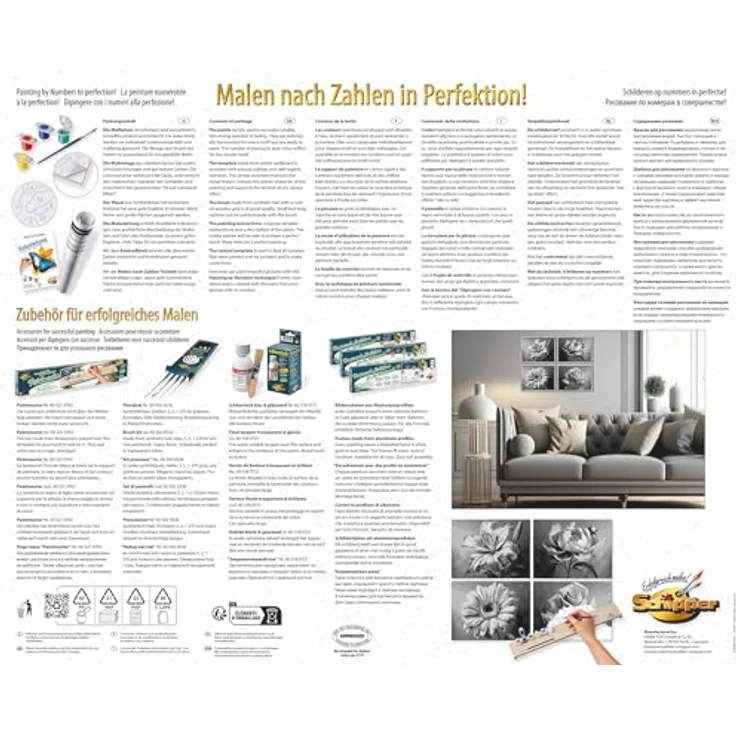 Schipper Malen nach Zahlen Meisterklasse Quattro, Blumenvielfalt, monochrome Farbgebung, Made in Germany – Bild 2