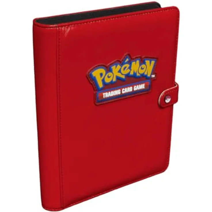 Ultra Pro PKM Premium Snap Binder Red, 4-Pocket Ordner für Pokémon mit hochwertigem Kunstledereinband, speichert bis zu 160 Karten