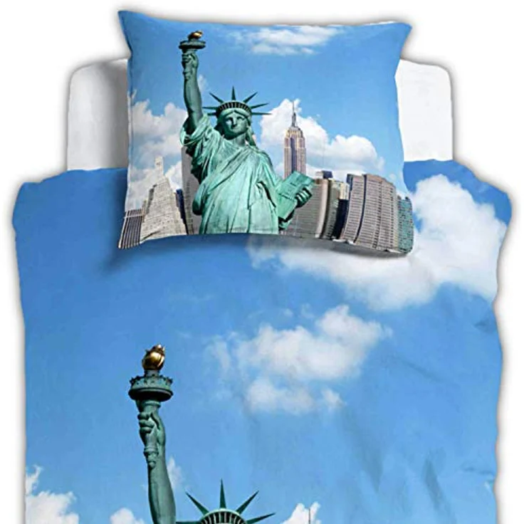 ESPiCO Bettwäsche Sleep and Dream New York Freiheitsstatue Amerika Skyline Empire State Building Liberty Renforcé, Größe:135 cm x 200 cm – Bild 2