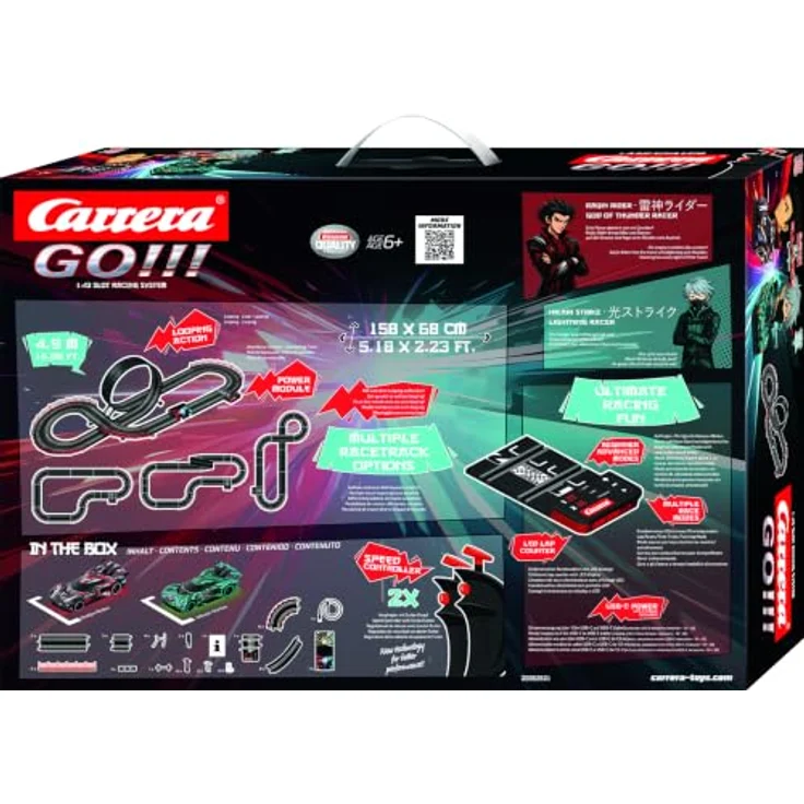 Carrera GO!!! Ronin Racers Start-Set, Rennbahn mit 4,9 m Streckenlänge, elektronischem Rundenzähler und spektakulärem Unterbodenlicht – Bild 9