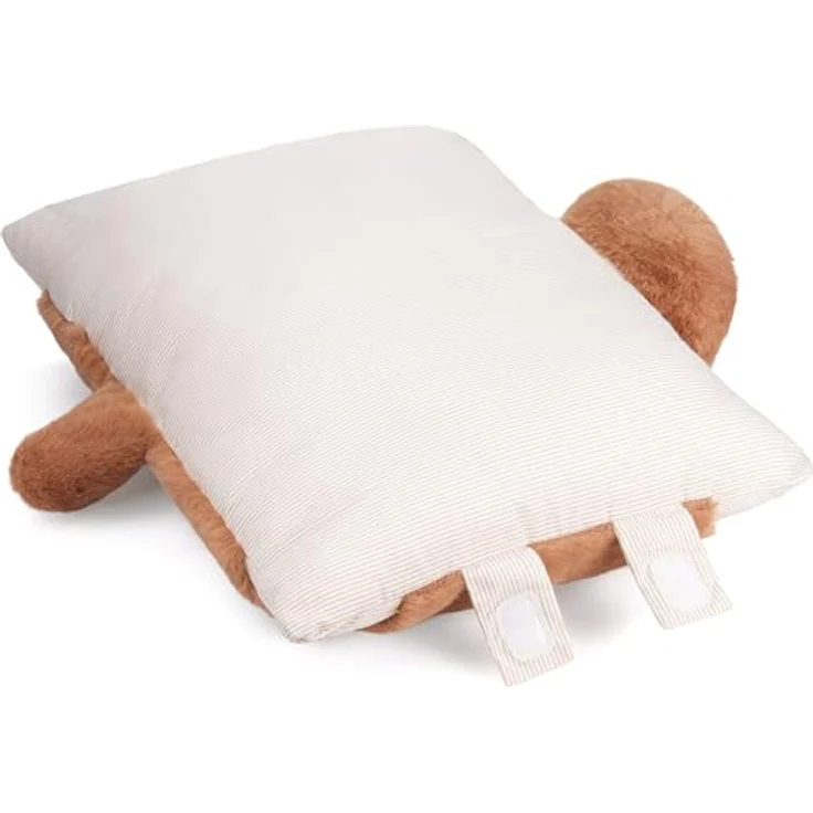 BRUBAKER Kuscheltier-Kissen Bär - 2 in 1 Teddybär und Kuschelkissen - 40 x 30 cm Plüschtier - aufklappbares Kinder Plüschkissen mit Klettverschluss - Tierkissen Stofftier Teddy - Braun – Bild 4