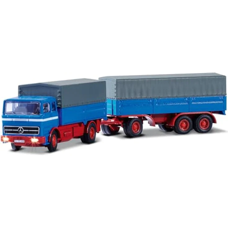 Carson 1:87 MB 1620 Plane mit Anhänger, fahrrfertiges RC Fahrzeug in blau, 60 Minuten Fahrzeit, 2,4GHz Fernsteuerung – Bild 2