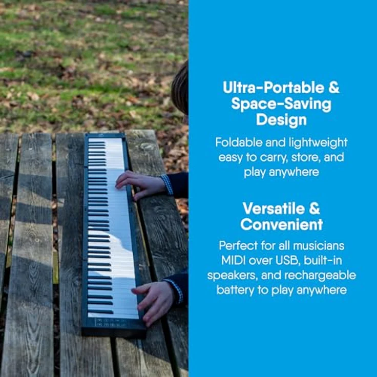 Blackstar Folding Piano, 88 Tasten, tragbares Klavier mit echtem Anschlag, schwarz – Bild 6