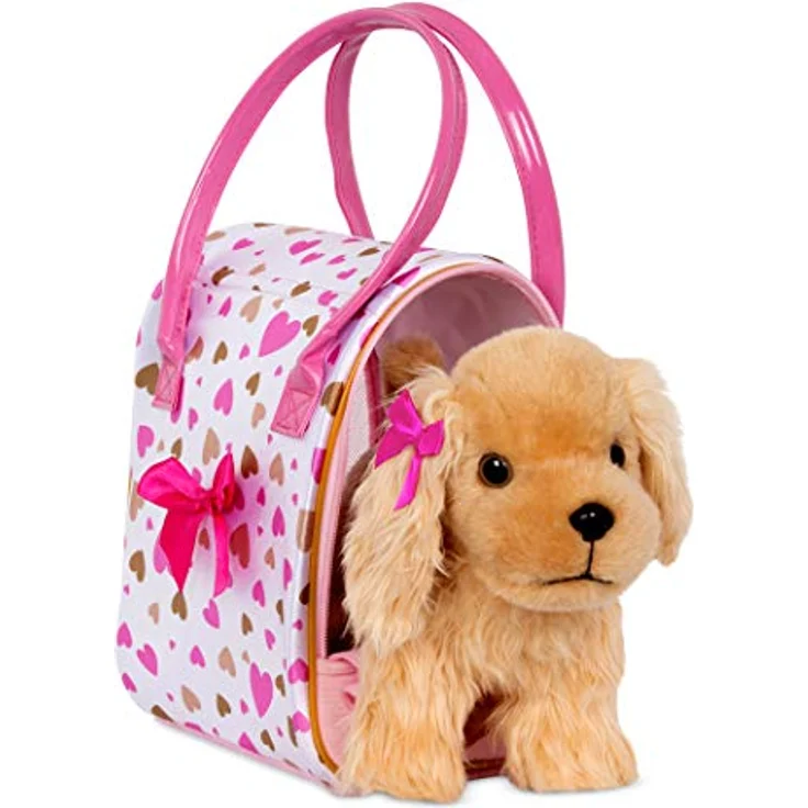 Pucci Pups Cocker Spaniel Kuscheltier Hund in Handtasche mit Zubehör – Plüschtier Welpe in Herzchenmuster Tasche – Spielzeug für Kinder ab 2 Jahre – Bild 2