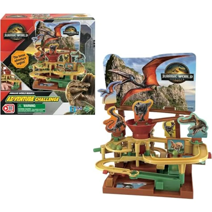 EPOCH Games 7515 Jurassic World Rebirth Adventure Challenge, Brettspiel mit 3D-Dinosaurier-Aufstellern für Kinder ab 4 Jahren – Bild 1