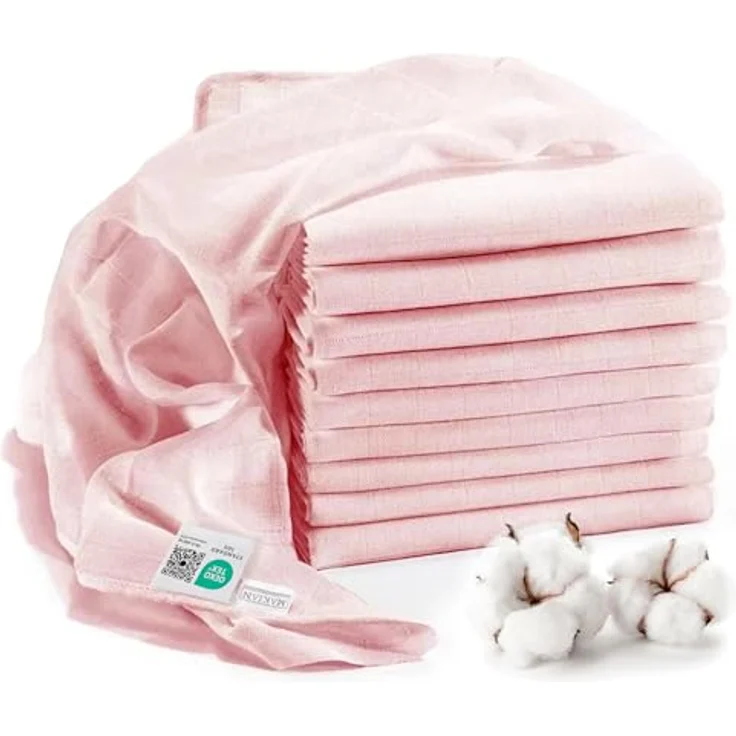 MAKIAN Mullwindeln/Spucktücher, 10er Pack 80x80 cm, Oeko-TEX® Standard 100, doppelt gewebt, maschinenwaschbar, Puder Rosa – Bild 1