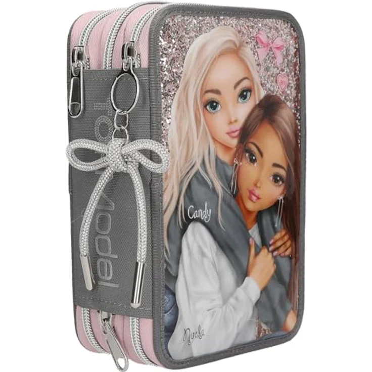 Depesche TOPModel 3-Fach Federtasche MY BFF, rosa-grau, inkl. 54 Stifte und Zubehör – Bild 2
