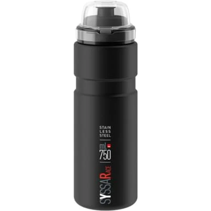 Trinkflasche Elite Syssa Race 750ml, schwarz matt, Edelstahl – Bild 2