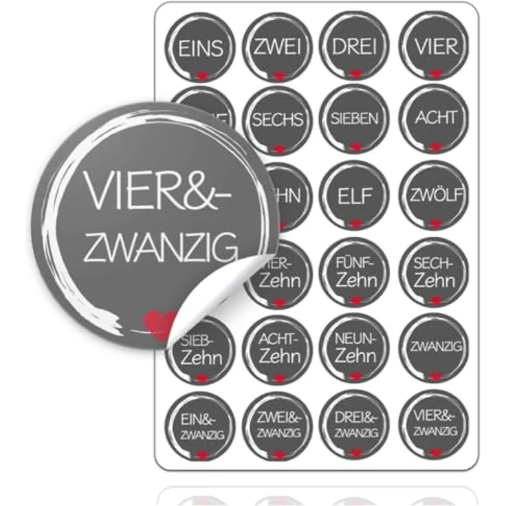 TK Gruppe Timo Klingler Weihnachtswunder® Adventskalender Aufkleber Sticker Zahlen Buttons 1-24 DIY Kraftpapiertüten (Edition 1) - Selbstklebend & hochwertig hergestellt – Bild 1