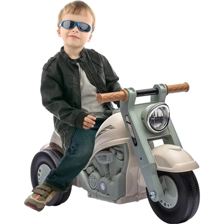 AIYAPLAY Kinder Motorrad, Rutschauto mit Musik, 1,5V Kinderauto mit Blasen, Dreirad Kindermotorrad für Kinder 2-5 Jahre, bis 30 kg belastbar, Cremeweiß – Bild 1