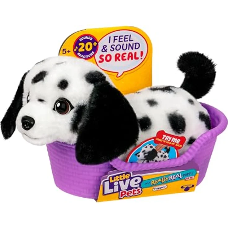 Spectron Little Live Pets Pepper, interaktiver Plüschwelpe Dalmatiner mit über 20 Geräuschen und Reaktionen, kuschelig-weich – Bild 1