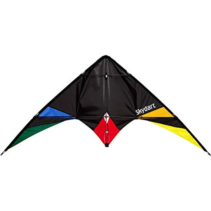 Wolkenstürmer Skydart Lenkdrachen mit Glasfaser-Gestänge, schwarz - Kite für Einsteiger und Fortgeschrittene
