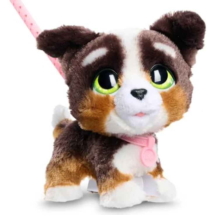 Just Play furReal Walk-A-Lots Bernedoodle interaktives Spielzeug, 20 cm groß, hüpfender Plüschwelpe mit Soundeffekten, braun-weiß-schwarz, Kinderspielzeug ab 4 Jahren – Bild 1