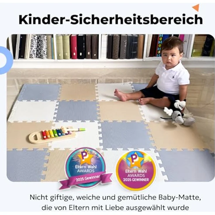 MioTetto Baby Krabbeldecke | Zertifizierte Puzzlematte, rutschfest, wasserdicht, farbenfroh, vielseitig einsetzbar für drinnen und draußen – Bild 3