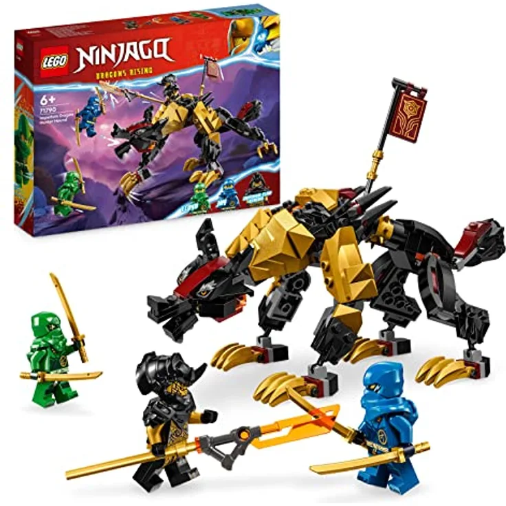 LEGO 71790 NINJAGO Jagdhund des kaiserlichen Drachenjägers, baubares Monster-Spielzeug für Kinder ab 6 Jahren, Jungs und Mädchen, posierende Fabelwesenfigur, 3 Minifiguren zum Sammeln