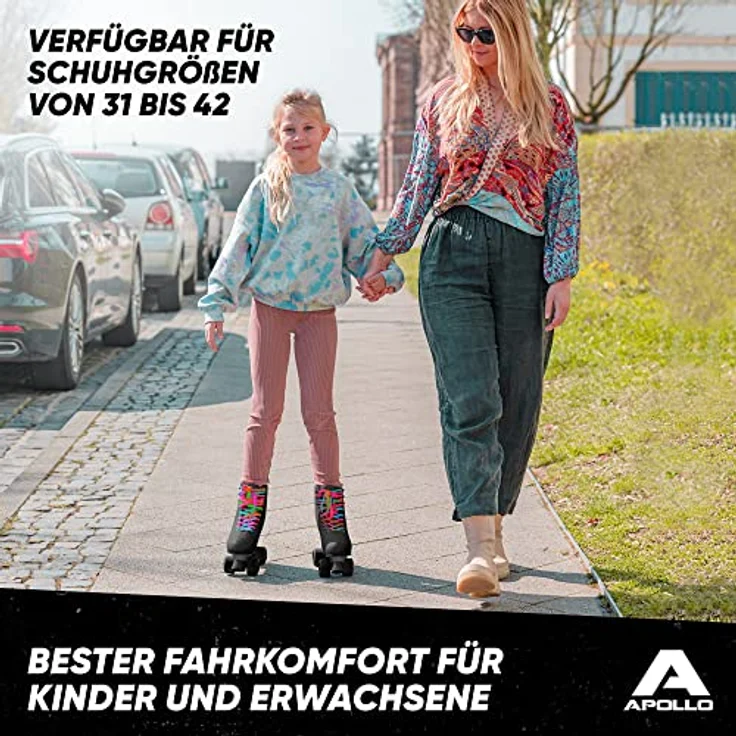 Apollo Disco Roller, Classic Roller | größenverstellbare Quad-Skates, verstellbar von 31 bis 42 | Rollschuhe Damen in schicken Designs – Bild 4