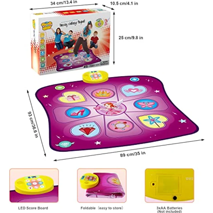 Tanzmatte Kinder Spielzeug Geschenke für Mädchen Jungen Alter 3 4 5 6 7 8+ Jahre, Musikmatte mit Herausforderung Modi LED Anzeige Integrierter Musik, Weihnachten Geburtstag Kinderspielzeug (Violett) – Bild 7