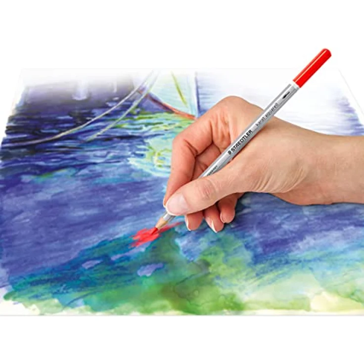 STAEDTLER aquarell Buntstifte karat aquarell, wasservermalbare, weiche und farbintensive Mine, für unterschiedliche Trocken- und Nasstechniken, 60 Aquarellstifte im Metalletui, 125 M60 – Bild 5