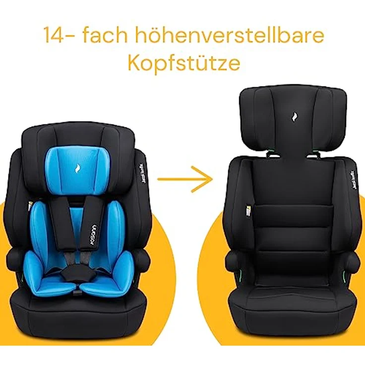 Osann Autokindersitz Jazzi Isofix, mitwachsender Kindersitz für Kinder von 76 bis 150 cm, sicher und komfortabel - schwarz – Bild 7