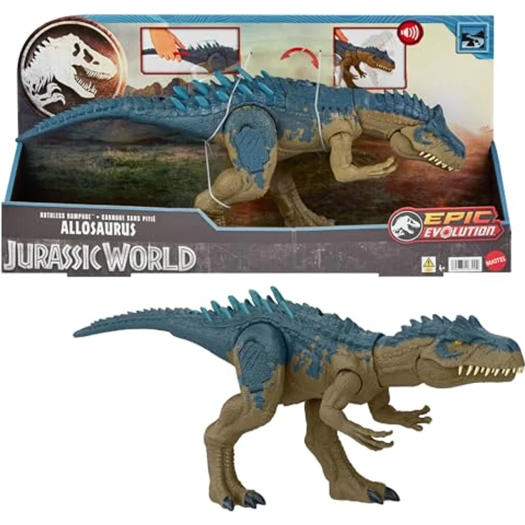 Mattel® Actionfigur Jurassic World, Ruthless Rampage Allosaurus, mit Angriffsbewegung und Geräuschen, detailreiche Textur, ca. 43 cm – Bild 2