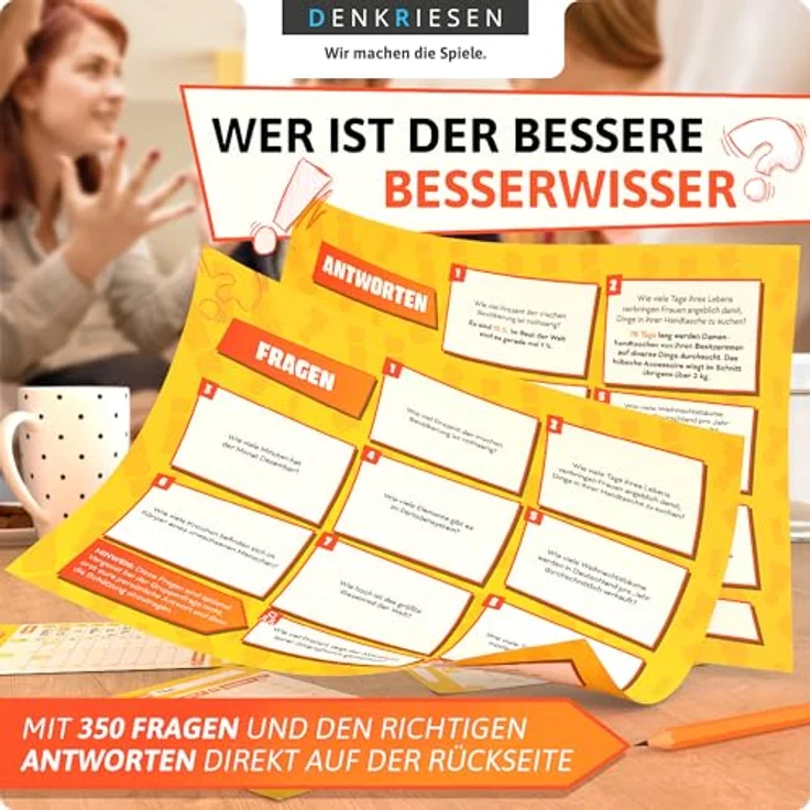 DENKRIESEN VOLL VERSCHÄTZT! Classic Edition, DIN A4 Spielblock mit 350 Fragen, Schätzspiel für 2+ Spieler ab 12 Jahren, ohne Internet – Bild 2