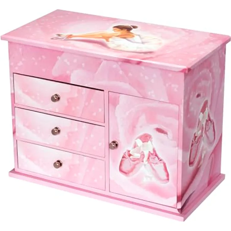 Trousselier Spieluhr Schmuckkommode mit Musik, Ballerina und drei Schubladen, rosa