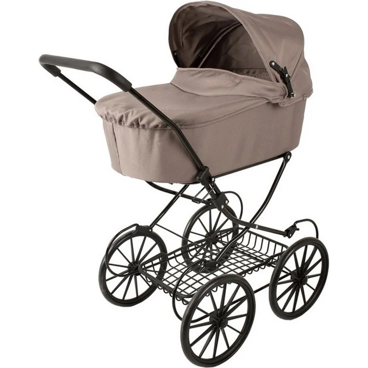 Babytrold Puppenwagen TRILLE Classic Puppenwagen, nostalgisches Sandfarben-Design, geeignet für Puppen bis 45 cm, Schiebehöhe ca. 77 cm