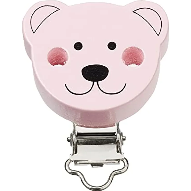 Schnulli-Ketten Clip Bär 37 x 30 x 12 mm, rosé, Btl. a 1 St.