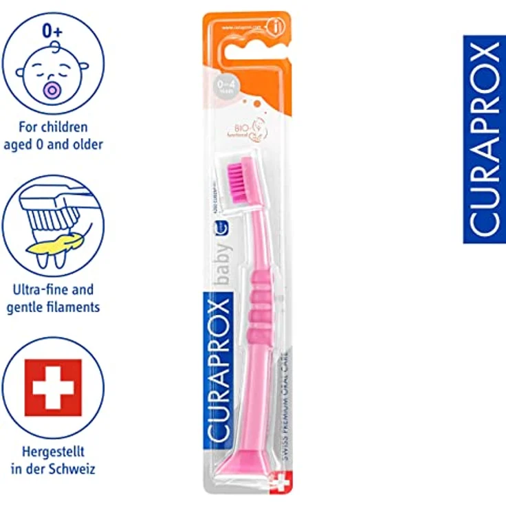 Curaprox Baby Zahnbürste - Erste Zahnbürste für Babys mit 4260 extra weichen Curen Borsten - Extra Sanft für die ersten Zähne - zufällige Farbe – Bild 2