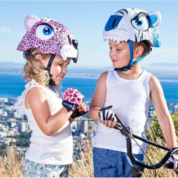 Crazy Safety Kinder Fahrradhelm | Leichter und Verstellbarer 3D Tierhelm 49-55 cm (Leopard Rosa) – Bild 4