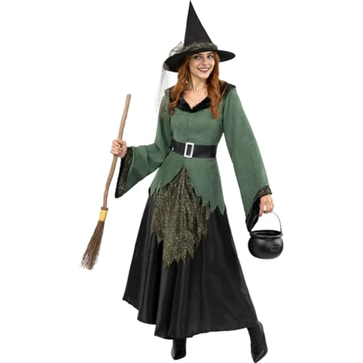 Funidelia Hexen Kostüm Deluxe für Damen - Größe S, Schwarz, Halloween & Horror - Erwachsenenkostüm & Verkleidung für Partys & Karneval – Bild 1