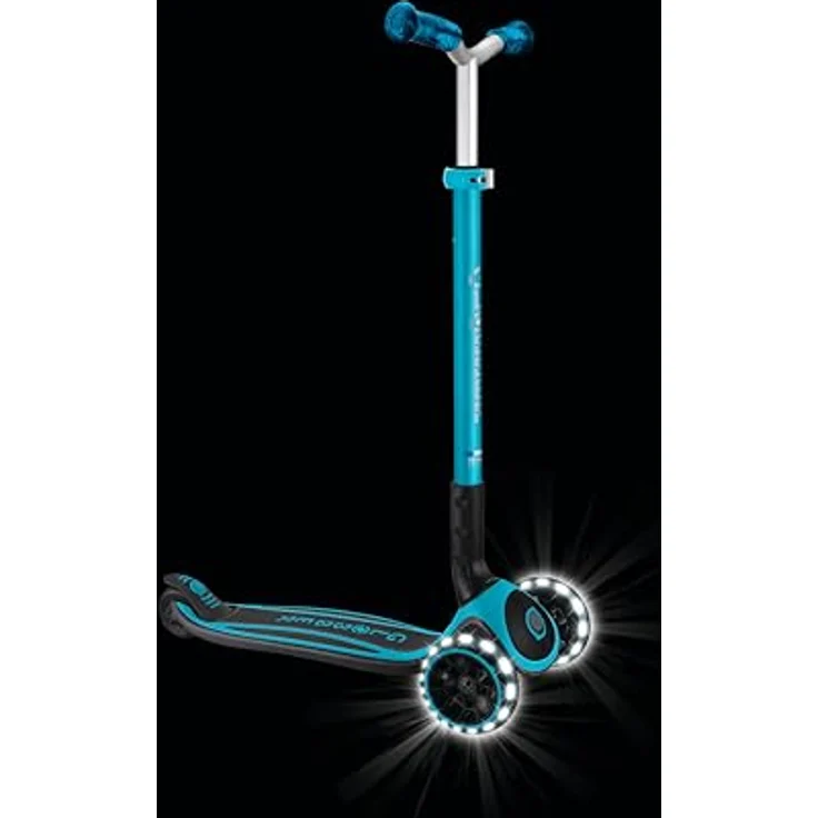 Globber ACE LIGHTS 667-100, Dreiradscooter mit Leuchtrollen und verstellbarem Lenker, blau – Bild 7