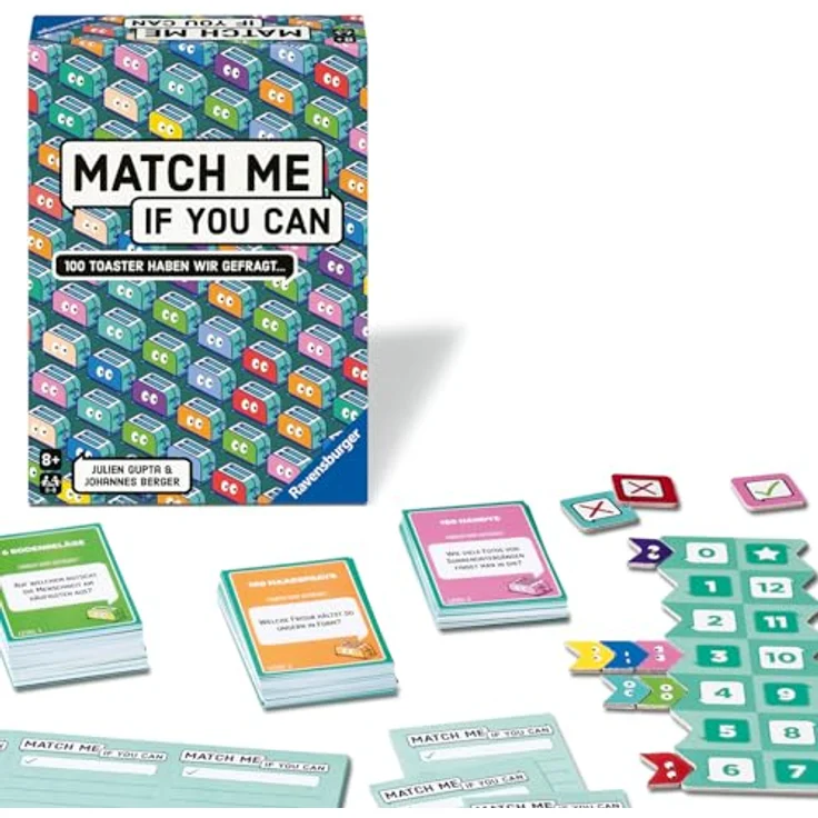 Ravensburger 24757 Match Me, Partyspiel mit 300 Fragen auf 150 Karten, ab 8 Jahren – Bild 1