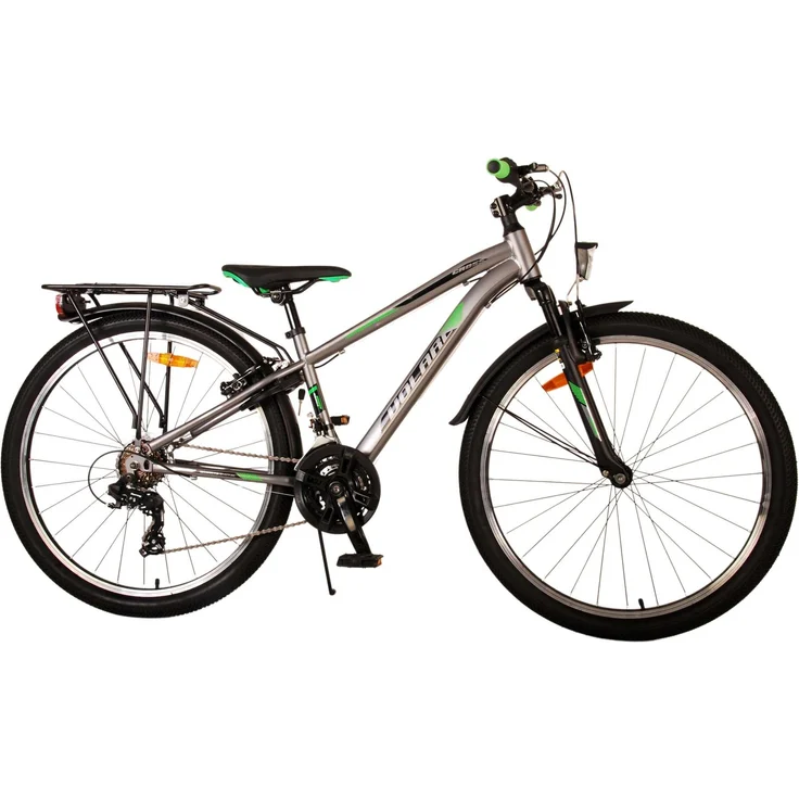 Volare Cross 26", Kindervelo mit 18 Gängen, grau, Handbremsen und Gepäckträger