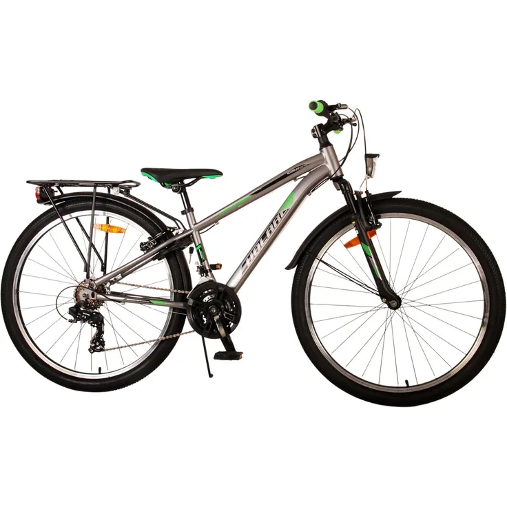 Volare Cross 26", Kindervelo mit 18 Gängen, grau, Handbremsen und Gepäckträger