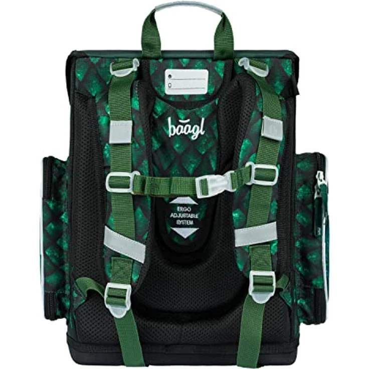 Baagl Schulranzen Jungen Set 3 Teilig Ergo Schultasche 1. Klasse - Drache mit ergonomischem Design, isolierter Fronttasche und anatomisch gepolsterter Rückenseite – Bild 2