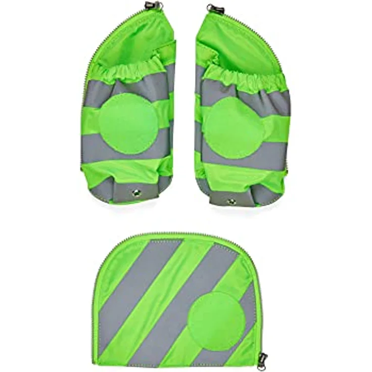 ergobag cubo Sicherheitsset Seitentaschen 3-tlg Grün mit Reflektorstreifen
