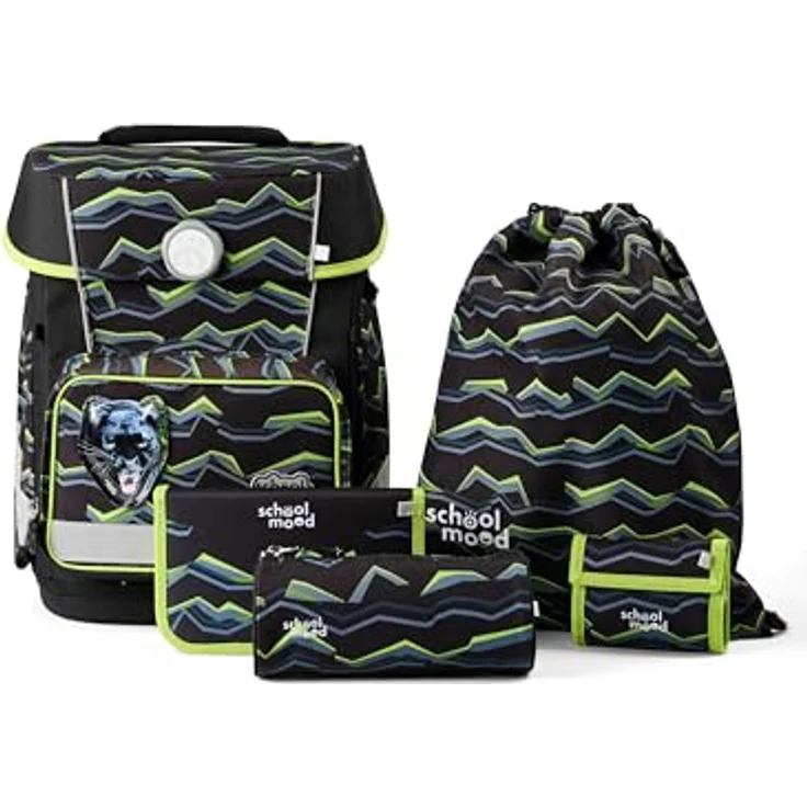 SCHOOL-MOOD Champion Maxx Pro Schulranzen-Set 6-teilig, höhenverstellbar, 22 L, 1,1 kg – Motiv Finn (Panther) für Grundschule 1.–4. Klasse, Modell 2026 – Bild 1