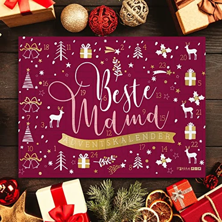 itenga Adventskalender Beste Mama rot gold, mit 24 Überraschungen - Preisvergleich – Bild 5