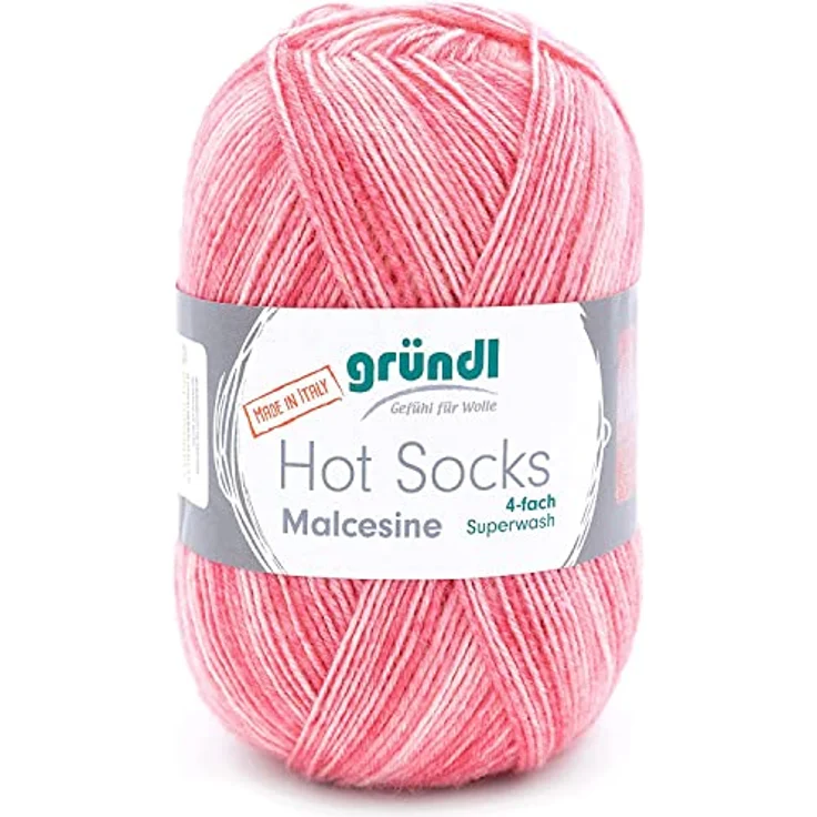 Gründl Hot Socks Malcesine (Sockenwolle aus 75% Schurwolle (superwash) und 25% Polyamid, Made in Italy, 4-fach Sockengarn, 100 g / 420 m, Nadelstärke: 2,5 mm - 3 mm, 1 x 100 g), koralle multicolor – Bild 1