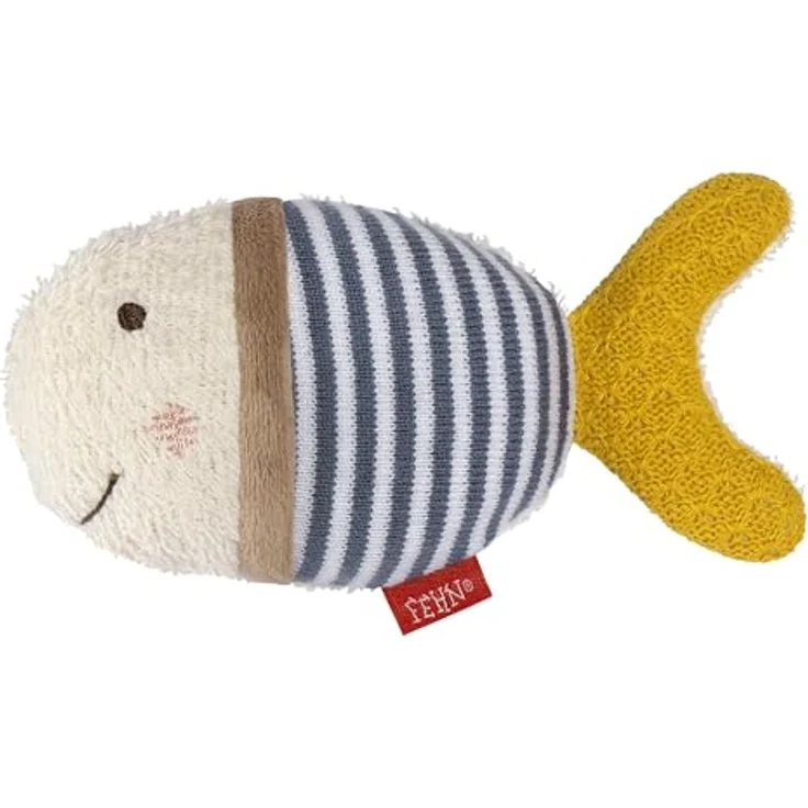 Fehn Badetier Fisch – Badeschwamm für Babys, weiches Material & fröhlicher Spielspaß, 16cm, Frottee/Velours, blau – Bild 1